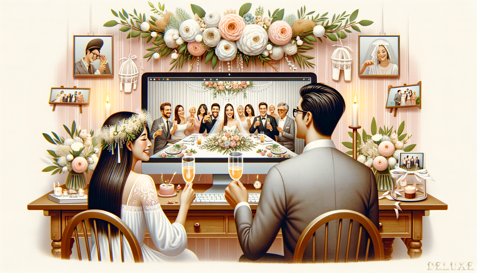 Illustration for section: Виртуальные свадебные встречи и трансляции - свадебные технологии 2024